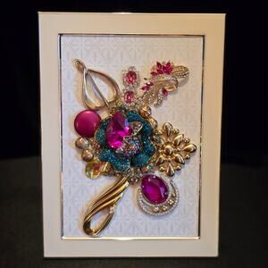 Hand Crafted Framed Jewelry Art 5.5"W x 7.5"H